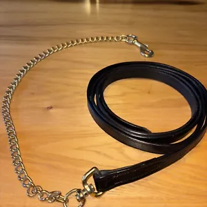 Tory schwarzes Leder mit Kette Showleine für Pferd oder Rind. 99 Zoll Gesamtlänge - Bild 1 von 5