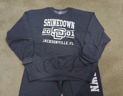 Shinedown Sweatshirt Sweatpants Mens 3XL Gray Jacksonville Florida 2001 Rare New - Image 1 of 4