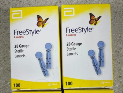 200 ланцетов фристайл - калибр 28 - 2 коробки по 100 штук - срок годности истек. Дата - Изображение 1 из 3