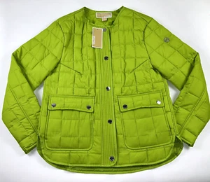 NUEVA CHAQUETA PARA MUJER MICHAEL KORS talla XS verde lima MK acolchada a presión relajada $250 - Imagen 1 de 7