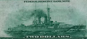 1918 $2 FRBN PHILADELPHIA FR#753 BATTLESHIP - LOW 6 DIGIT S/N C298200A PMG55 AU - Picture 1 of 4