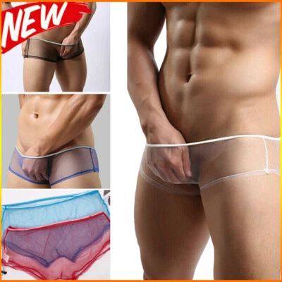 Slip uomo sexy maglia trasparente intimo boxer pantaloncini tronchetti vedi attraverso mutande - Immagine 1 di 4