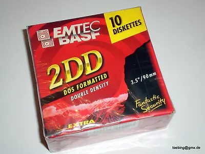BASF EMTEC 10 floppy disk 3.5" 2DD 720 KB per Amiga, Atari, PC mai usati! NUOVO