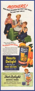 Vintage 1951 HEART'S DELIGHT Canned Apricot Nectar 1950's Ephemera Print Ad - Picture 1 of 1