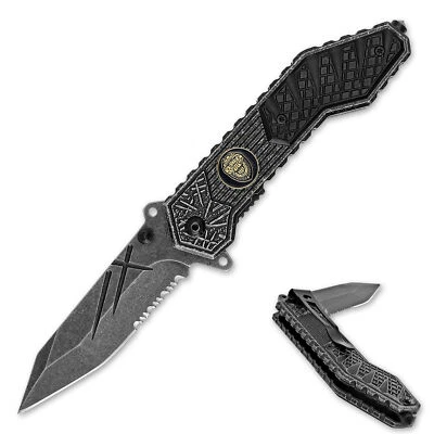 Cuchillo táctico Spring Assist trastorno civil rompevid vidrio policía acero inoxidable Foto 1 de 4