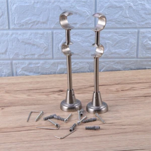 2 PCS Adjustable Curtain Rod Support Wall Mount Bracket Holder Pole - Picture 1 of 12