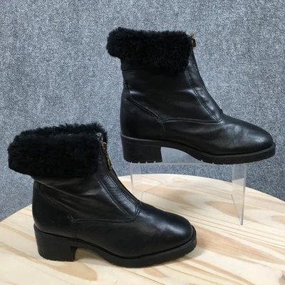 Khombu Botas Mujer 6 M Piel de Oveja Botines Cremallera Tacones Bloque Cuero Negro Foto 1 de 4