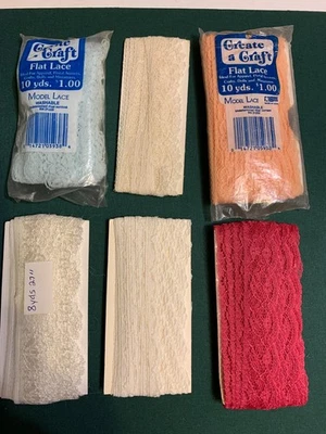 COSER/ENCAJE PLANO/CREAR UNA ARTESANÍA/ 2 NUEVOS/ + 4 RESTOS/ BORDES FESTONEADOS Foto 1 de 4