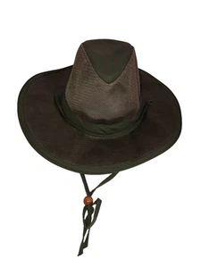 J Hats Mesh Crown Fishing Safari Hiking Henchel Boonie Hat Green L Chin Strap - Picture 1 of 12