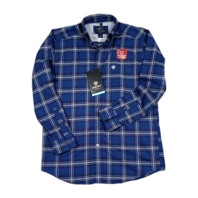 ARIAT shirt PRO Series Mens Blue Brenton Button Down Classic Cowboy Plaid NWT - Image 1 of 4