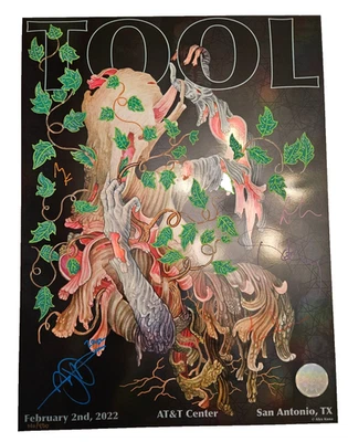 Tool Signed Alex Kuno Remarque Foil Poster 2/2/22 San Antonio NM 140/800 #B18 - Image 1 of 4