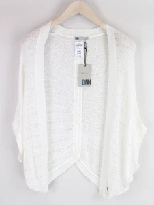 BLACK OUT Marina WomenS Sweatshirt L White Knit Sleeveless See-Through Cardigan - Picture 1 of 8