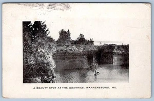 1914 BEAUTY SPOT at the QUARRIES WARRENSBURG MISSOURI MO ANTIQUE POSTCARD - Picture 1 of 2