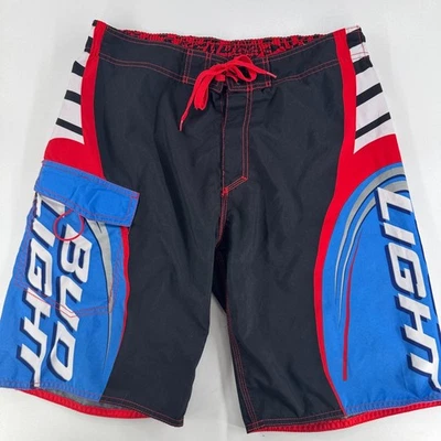 Anheuser Busch Bud Light Board Shorts MENS Multicolor Swim Trunks SIZE 34 - Image 1 of 4
