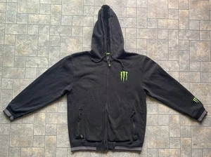 Monster Energy Men’s Medium Full Zip Hoodie Black Logo Flaws Wear Y2K - Picture 1 of 20