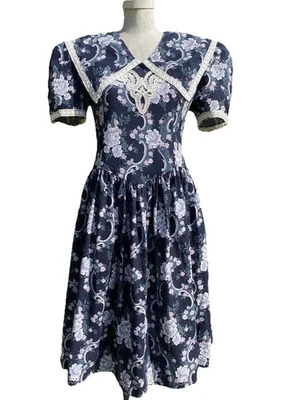 Vintage Jessica McClintock Dress 1980s Gunne Sax Floral Tea Modest Small - Image 1 of 4