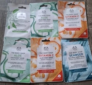 The Body Shop 6 Sheet Mask Vitamin C Aloe And Drops Of Youth Seaweed Joblot - Picture 1 of 13