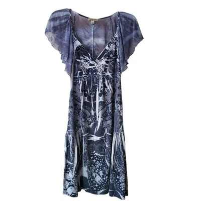 One World Live and Let Live Women's Grey/Black Dress Size S Mesh Flare Sleeve - Image 1 of 4