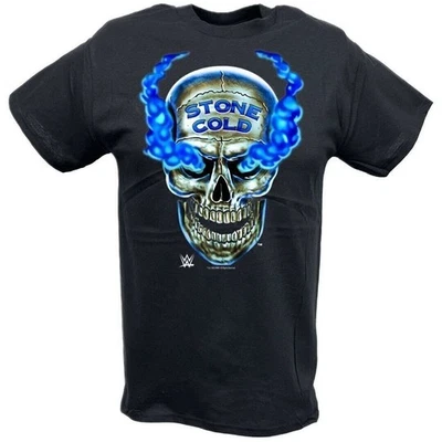 Stone Cold Steve Austin Smoking Blue Skull Black T-shirt - Image 1 of 4