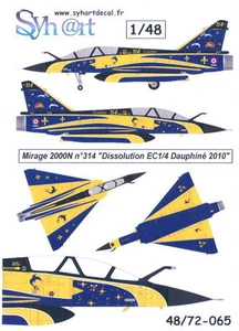 Decalcomanie Syhart 1/48 DASAULT MIRAGE 2000N pensionamento CE 1/4 Dauphine 2010 - Foto 1 di 1