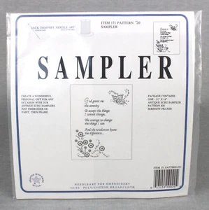 Jack Dempsey Stamped Sampler SERENITY PRAYER For Embroidery or Paint 11x14 Ecru - Picture 1 of 8
