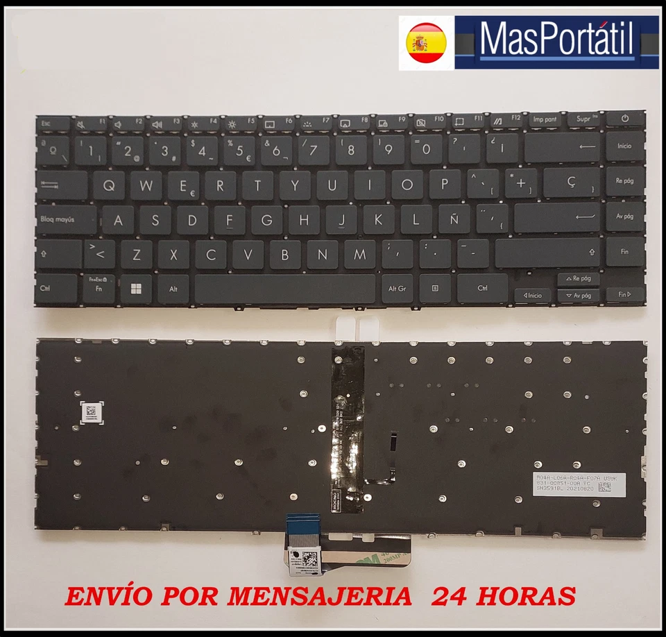 NOUVEAU CLAVIER ESPAGNOL PORTABLE ASUS ZENBOOK 14 UX425QA RÉTROÉCLAIRÉ TEC84 - Photo 1/1