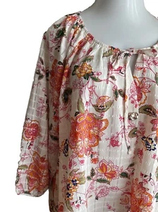 Lane Bryant Neu mit Etikett 3/4-Ärmel Kerb-Ausschnitt Bluse vorne zum Binden 26W/28W - Bild 1 von 13