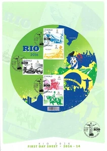 [FDS454] Belgium FDS 2016-14 Olympics & Paralympics Rio First Day Sheet SUPERB - Picture 1 of 1