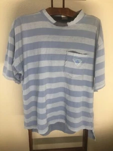 Quiksilver Shirt XL Surf Skate Grunge USA Dogtown Vaporwave Blue Striped Vtg 90s - Picture 1 of 12
