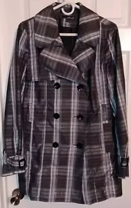Willi Smith Women Jacket Size Large Button Up Belted Black Gray White Purple - Picture 1 of 7