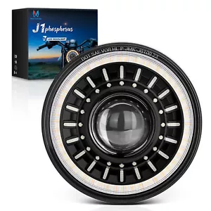 Pair 7" Inch Round LED Headlights Halo Angle Eyes For Jeep Wrangler JK LJ TJ CJ - Picture 1 of 21