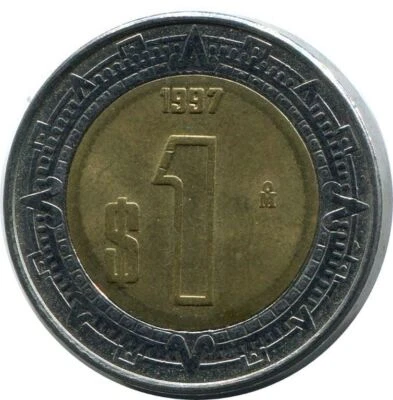 Moneda 1 PESO 1997 MÉXICO #AH504.5U Foto 1 de 3