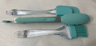 Spatula and Silicon Oil Brush With acrylic Handle - Clear Blue