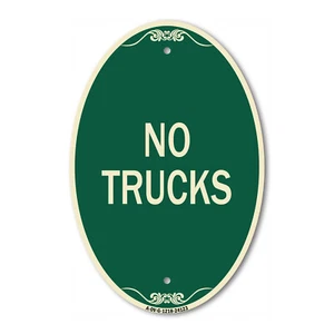 SignMission Designer Series Sign - Driveway Sign No Trucks 12" x 18" Metal Sign - Picture 1 of 4