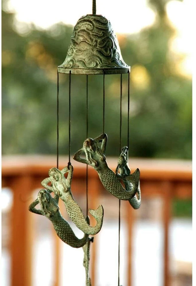 Brass Metal Coastal Sirens of The Seas Mermaid Maidens Wind Chime Windchime 18"h