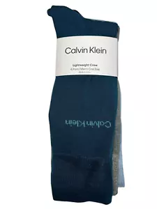 Calcetines de vestir Calvin Klein para hombre 7-12 ligeros Crew 4 pares logotipo 4 colores preppy - Imagen 1 de 12
