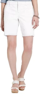 Womens White Cotton Flex Shorts Tommy Hilfiger Hollywood Casual Ladies Plus Size - Picture 1 of 8