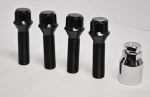 Juego de 4 x M14 x 1.5, rosca de 40 mm, pernos de rueda de bloqueo (negro) - Imagen 1 de 2