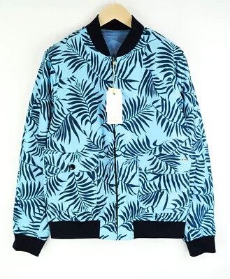 SCOTCH & SODA Men Jacket L Reversible Blue Patterned Cotton Linen - Image 1 of 4