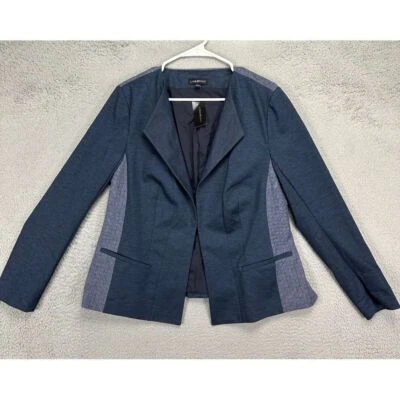 Blazer Lane Bryant Feminino 14 Azul Colorblock Nylon Mescla Jaqueta Aberta Bolsos NOVO - Imagem 1 de 4