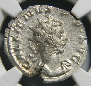 Roman Empire Silver Coin Gallienus AD 253-268 Bi Double Denarius NGC MS - Picture 1 of 6