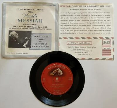 Two Famous Excerpts From Handel's Messiah EP 33 NM RCA VIctor SGM-1000 Beecham - Image 1 of 4