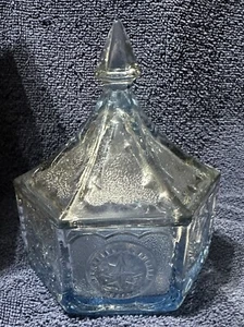 Vintage Indiana Tiara Hexagonal Eagle & Stars Colonial Candy Dish & Lid. Nos - Picture 1 of 3