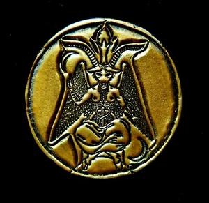 Baphomet goat ( gold color ) GENUINE LEATHER  PATCH  - Picture 1 of 1