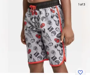 Marvel Comics “Classic Avengers” boys swim trunks / board shorts grey/ red M - Picture 1 of 2