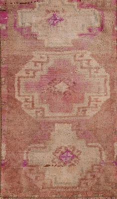 Alfombra de vestíbulo oriental de lana hecha a mano tribal alfombra vintage 2x3 Foto 1 de 4