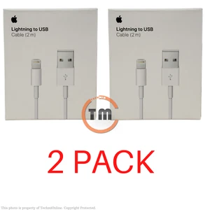 2 PACK Apple 2M (6.6') USB Type-A to Lightning Charging Cable A1510 (MD819AM/A)™ - Photo 1 sur 9