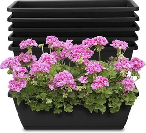 Window Box Planter, 6 Packs 17 Inches Rectangle Planters Box with Drainage Holes - Picture 1 of 7