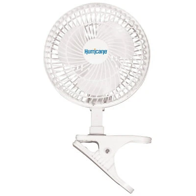 Ventilador de Clip Hurricane 6", Ventilador de Mesa de Escritorio de 2 Velocidades con Inclinación Ajustable, Blanco (Usado) Foto 1 de 4