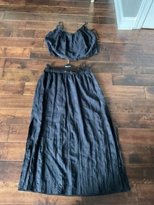 Conjunto de falda top arrugada aireada para mujer J Crew M halter negro - Imagen 1 de 6
